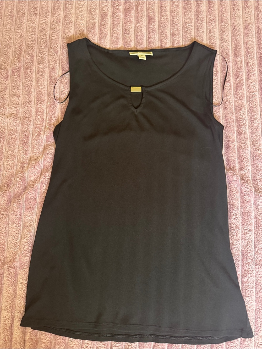 Dana Buchman Black Sleeveless Tank with Gold Accent